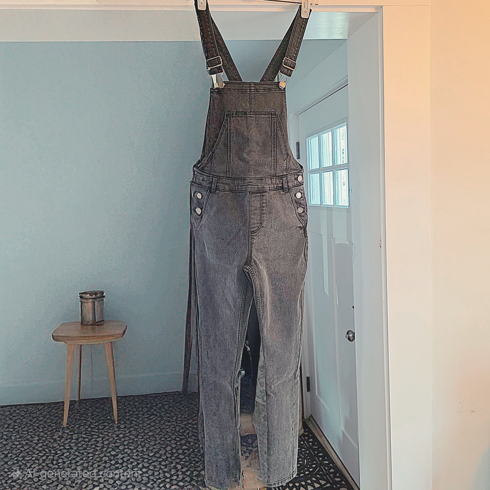 H&M Black Denim Overalls Size 13-14Y - Skinny Legs - Nearly New!
